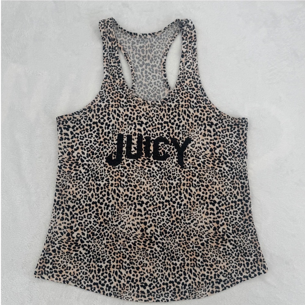Juicy Couture Womens Medium Leopard Cheetah Print Racerback Tank Top Y2K Style